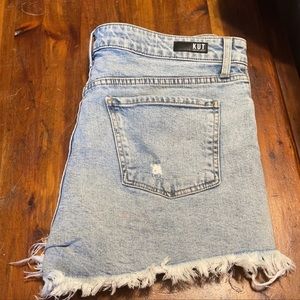 KUT high rise distressed mom jeans